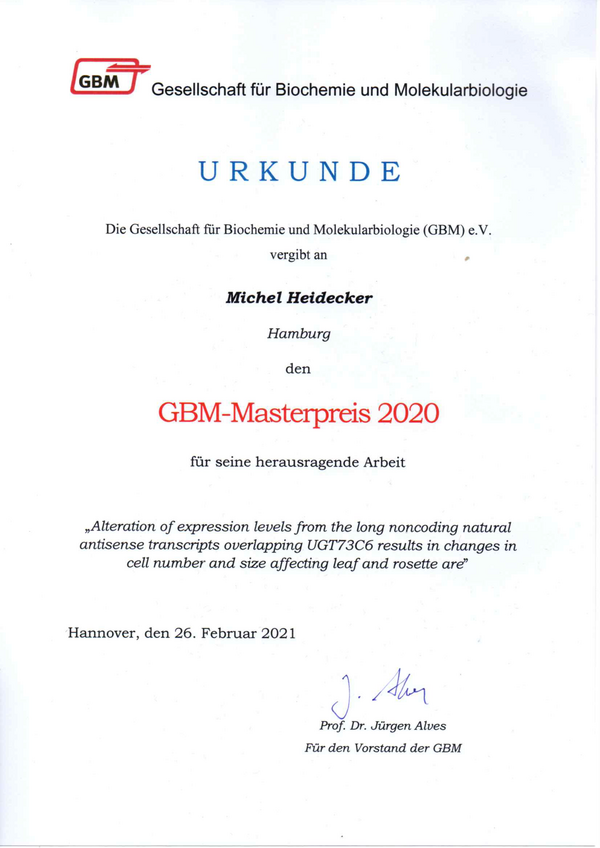 GBM Master Award for Michel Heidecker