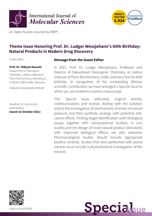 IJMS special issue to mark the 60th birthday of Prof. Wessjohann